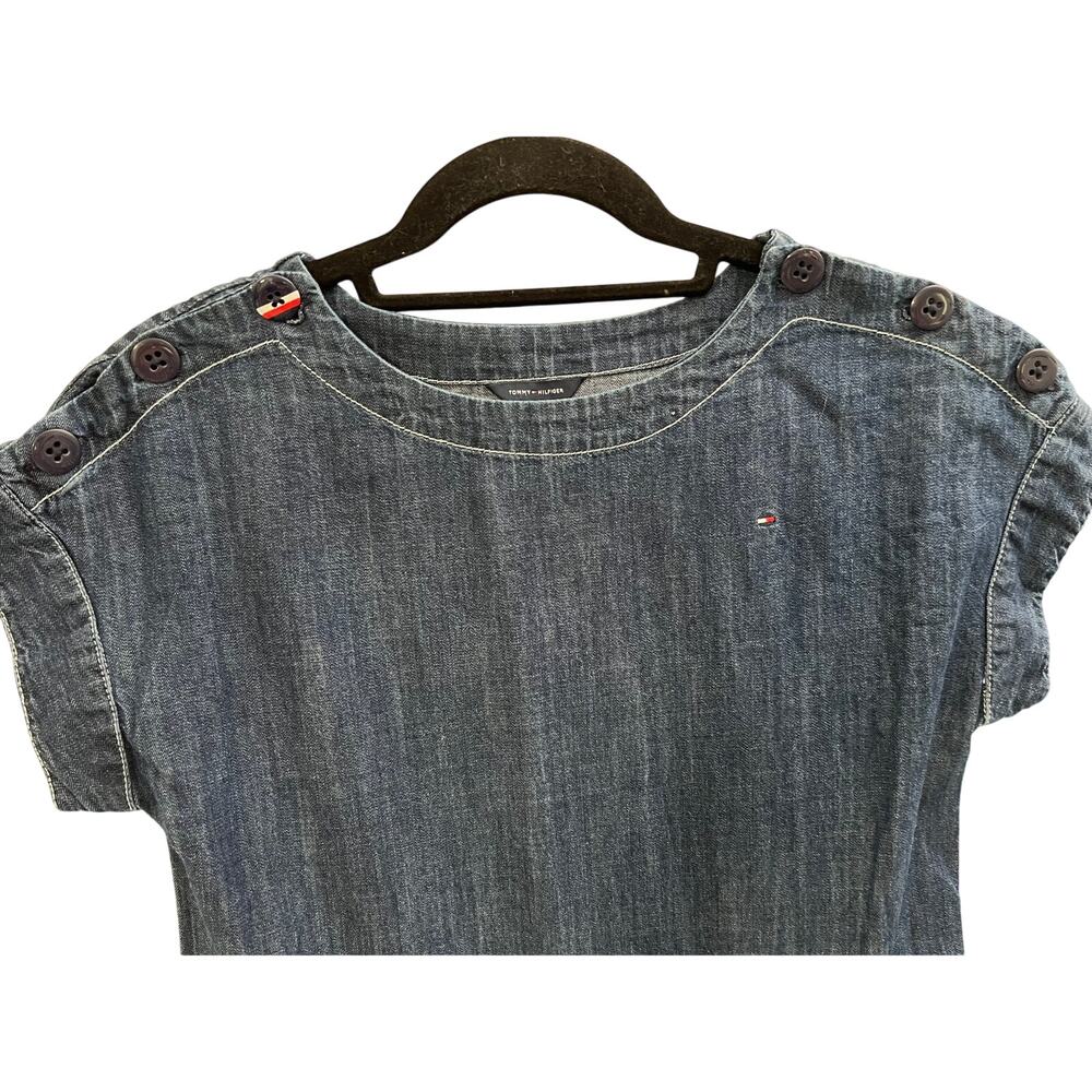 Tommy Hilfiger Size 16 Chambray Shoulder Button Preppy Denim Dress - Picture 4 of 4